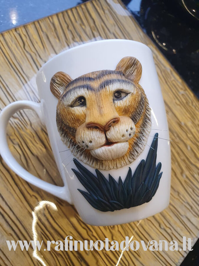 Dekoruotas puodelis Tigras