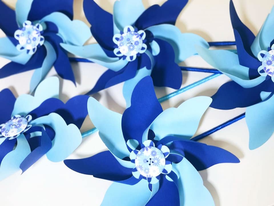 Vėjo malūnėliai (šviesiai mėlyna su tamsiai mėlyna)