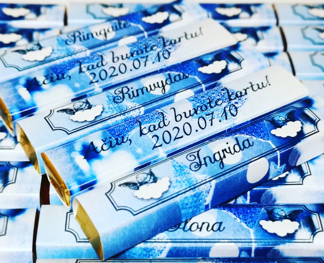 Mėlyni angelai - stalo - vardo kortelės - padėkos dovanėlės svečiams ir / arba girlianda