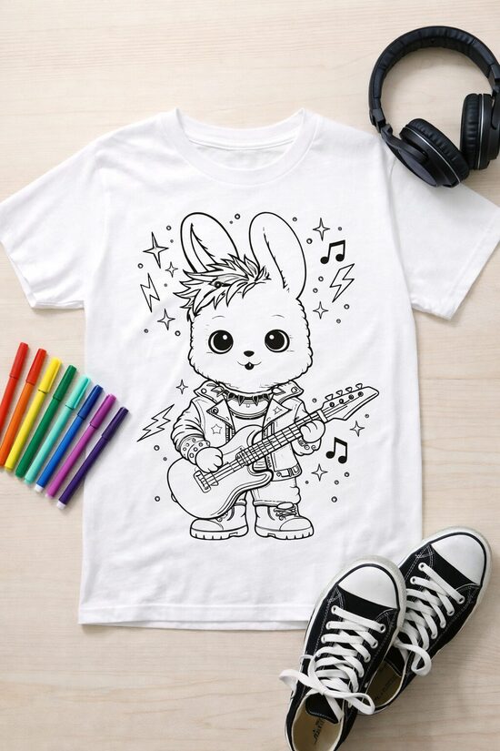 Spalvinimo marškinėliai Kiškis Rokeris