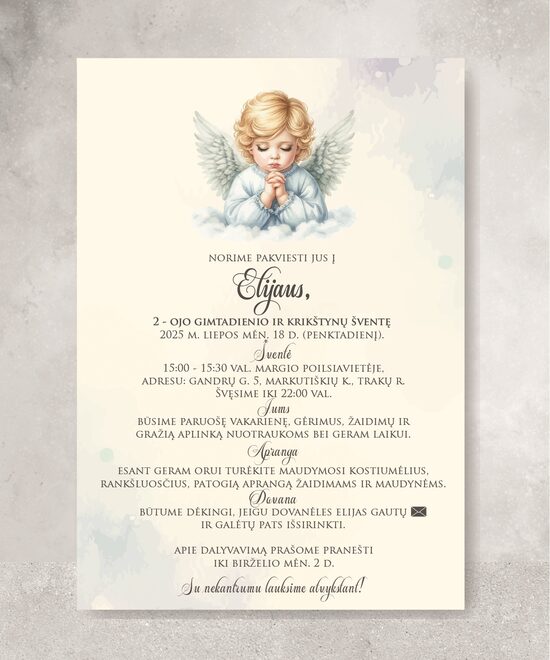 Elektroninis kvietimas Krikštas - 8 LIETUVIŠKAS (yra pasirinkimas ir spausdintas)