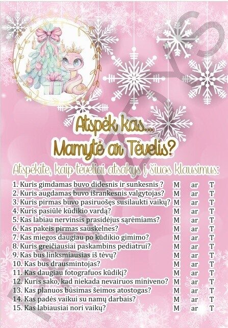 Atspėk kas... Mamamytė ar tėvelis?