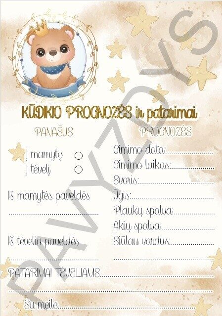 Kūdikio prognozės ir patarimai - Meškis