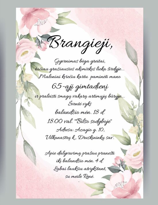 Elektroninis kvietimas Nr.1a (yra pasirinkimas ir spausdintas)