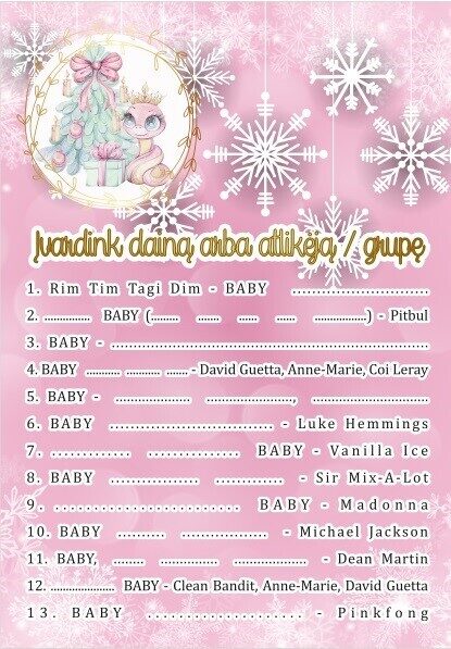 Dainų spėliojimas su žodžiu Baby