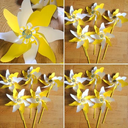 Vėjo malūnėliai (geltoni su baltu)