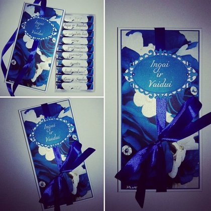 Kvietimas arba padėka liudininkams (baltos ir mėlynos spalvų derinys)