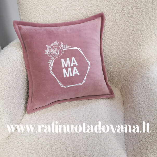Siuvinėta pagalvėlė MAMA GĖLIŲ RĖMELYJE