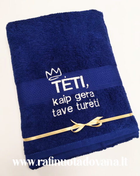 Siuvinėtas rankšluostis 70x140 cm Tėti (Mėlynas)