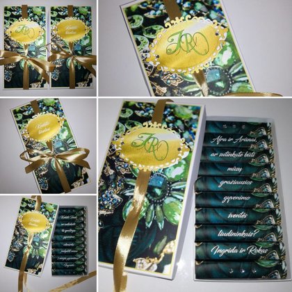 Kvietimas arba padėka liudininkams (smaragdinės ir auksinės spalvų derinys)