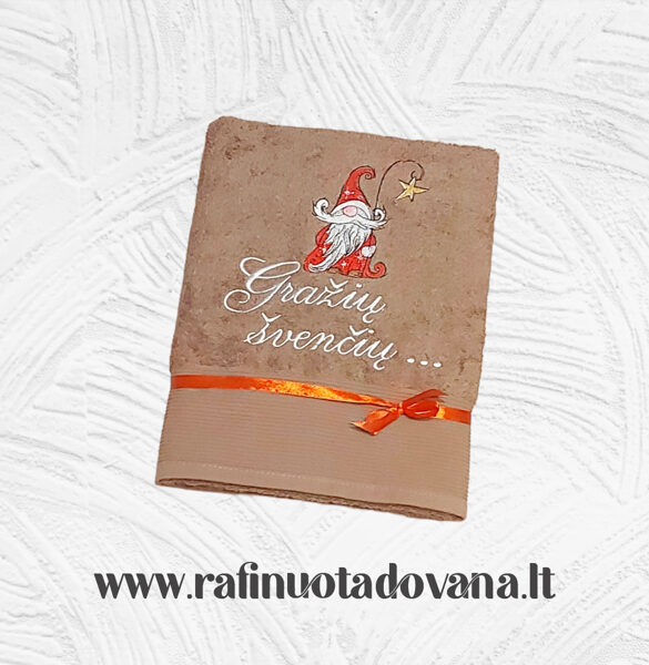 Siuvinėtas rankšluostis Gražių švenčių Nykštukas