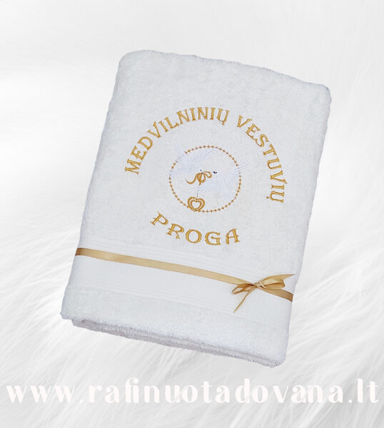 Siuvinėti rankšluosčiai - Medvilninės vestuvės (BALTI balandžiai)