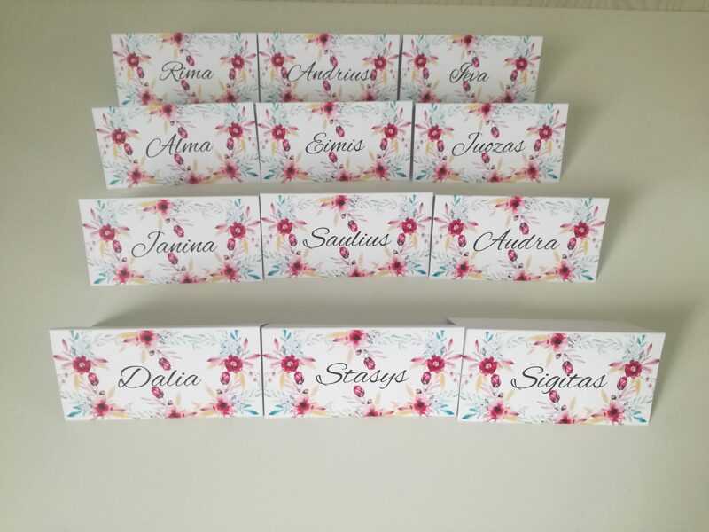 Stalo - vardo kortelė - Gėlės