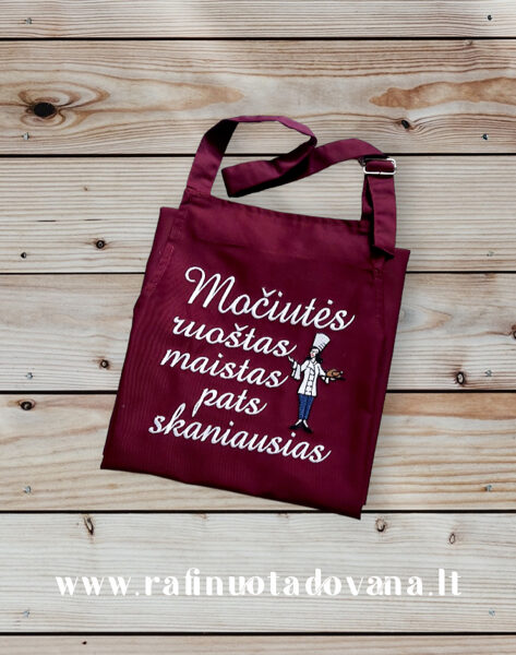 Siuvinėta prijuostė Močiutei (bordo)