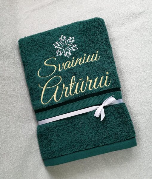 Siuvinėtas rankšluostis svainiui su snaige