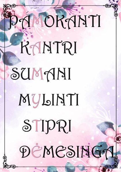 Spaudintas tekstas baltame rėmelyje
