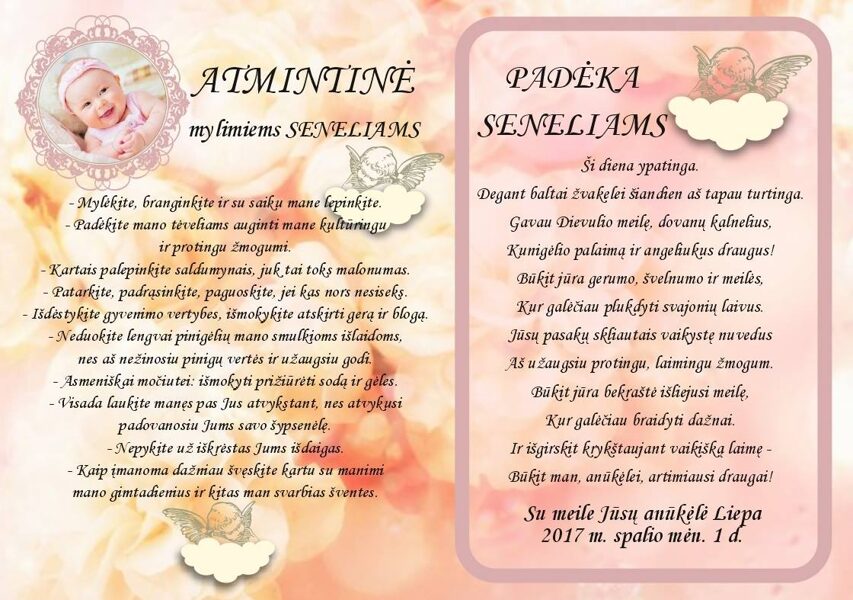 Atmintinė Seneliams - Rožinis purumas