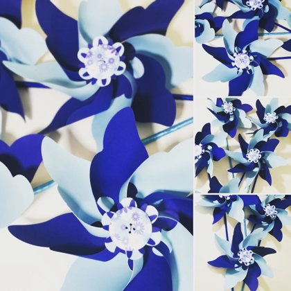 Vėjo malūnėliai (šviesiai mėlyna su tamsiai mėlyna)