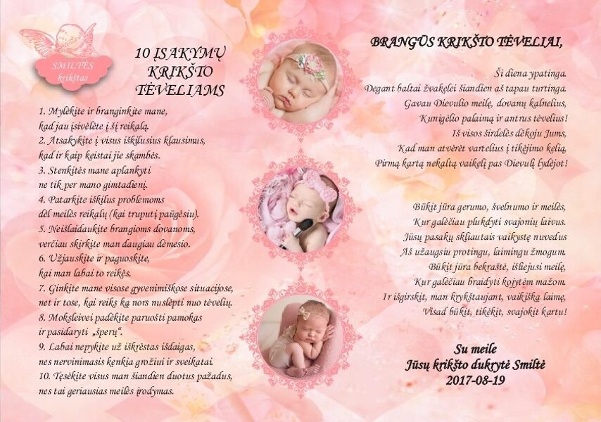 Prašymai, įsakymai Krikšto tėveliams - Rožinis Švelnumas