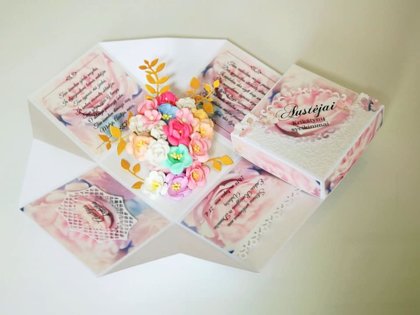 Krikštynų dėžutė atvirutė - pinigų vokelis