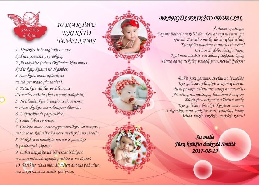 Prašymai, įsakymai Krikšto tėveliams - Rausvumas