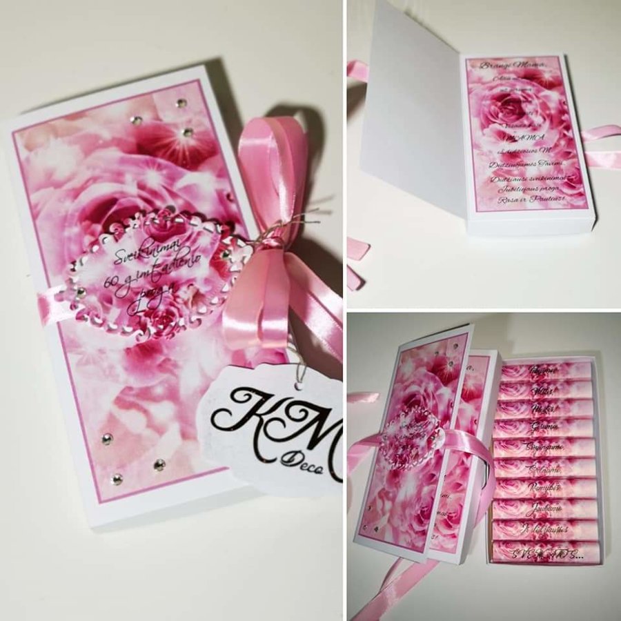 Saldus dvigubas sveikinimas (rožinis) 