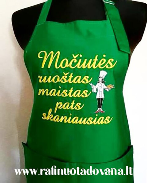 Siuvinėta prijuostė Močiutei (žalia)