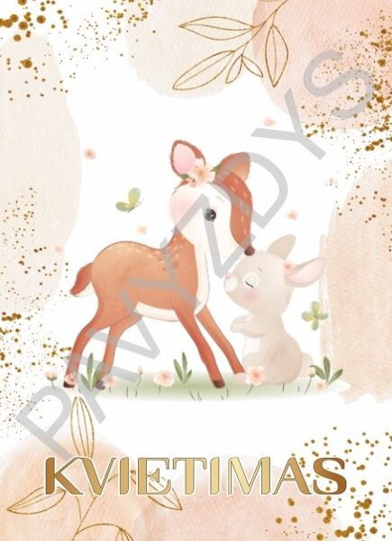 Perlenktas kvietimas Draugai (atsiverčia kaip atvirutė)