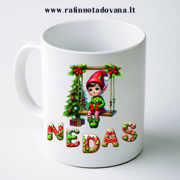 Vardinis Kalėdinis puodelis Nykštukas
