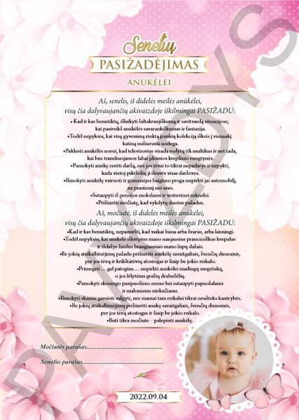 Senelių pasižadėjimai - Rožinis