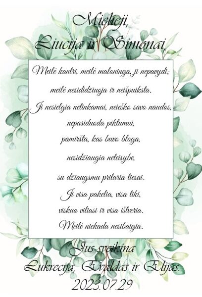 Sveikinimas vestuvių proga (baltame rėmelyje)