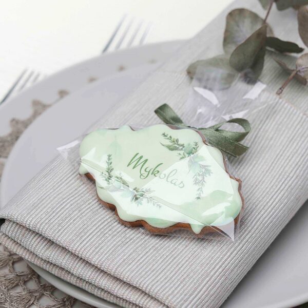 Vestuvinė vardo kortelė – pailga mėlyna